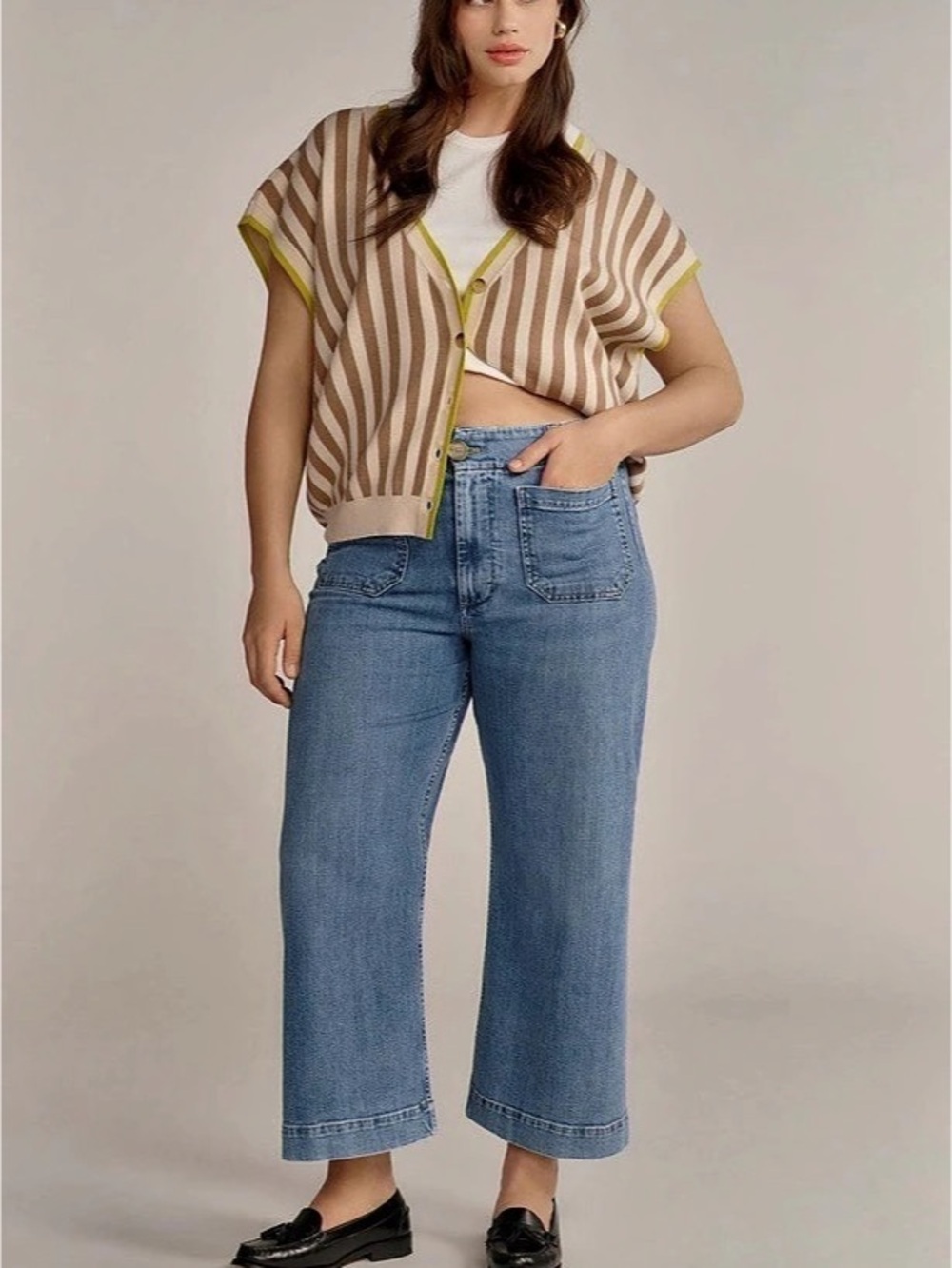 Anthropologie Maeve The Colette High-Rise Wide-Leg Cropped Jeans Blue 33P